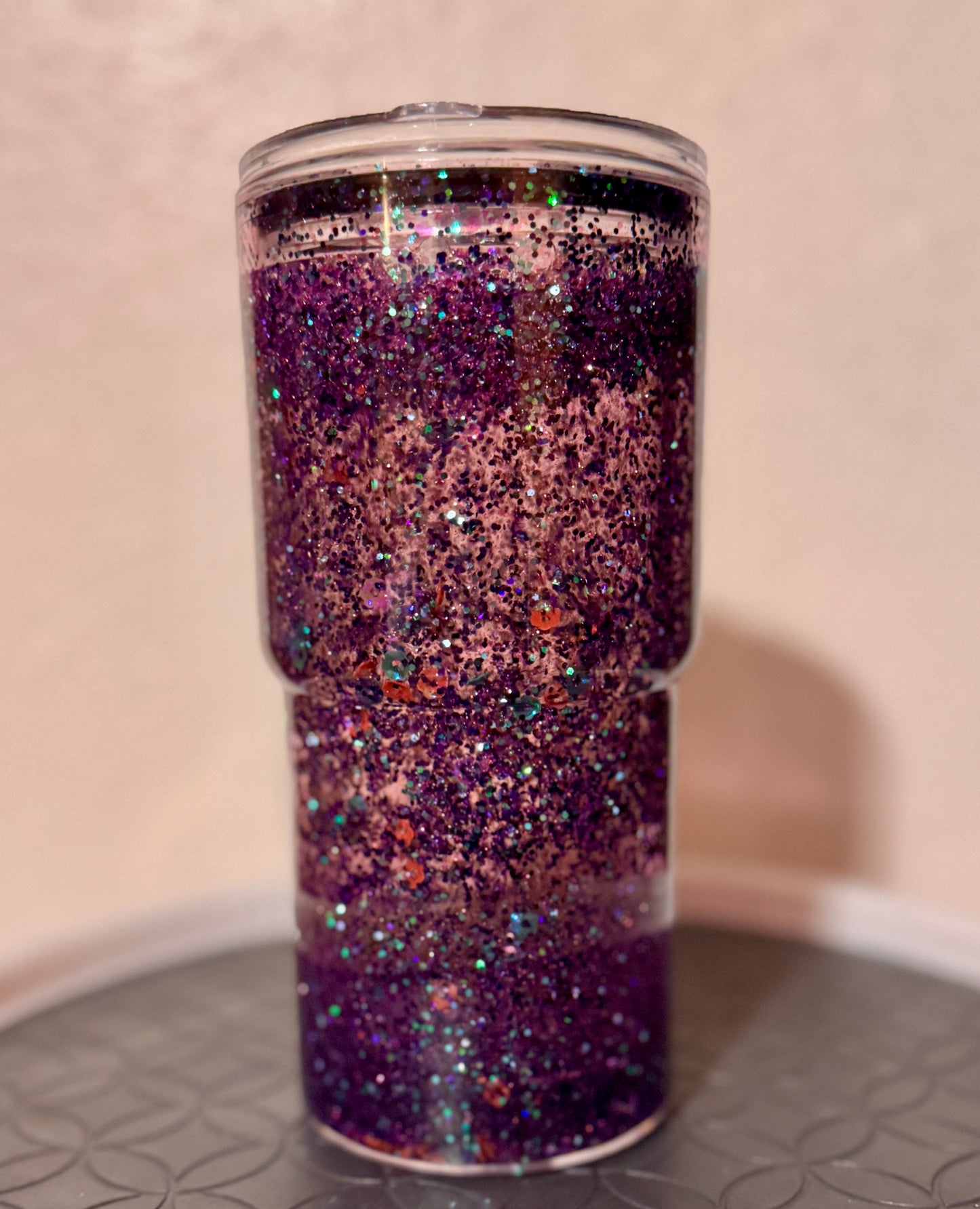 Midnight Amethyst Handmade Glitter Snow Globe Tumbler –18oz  Purple Cup