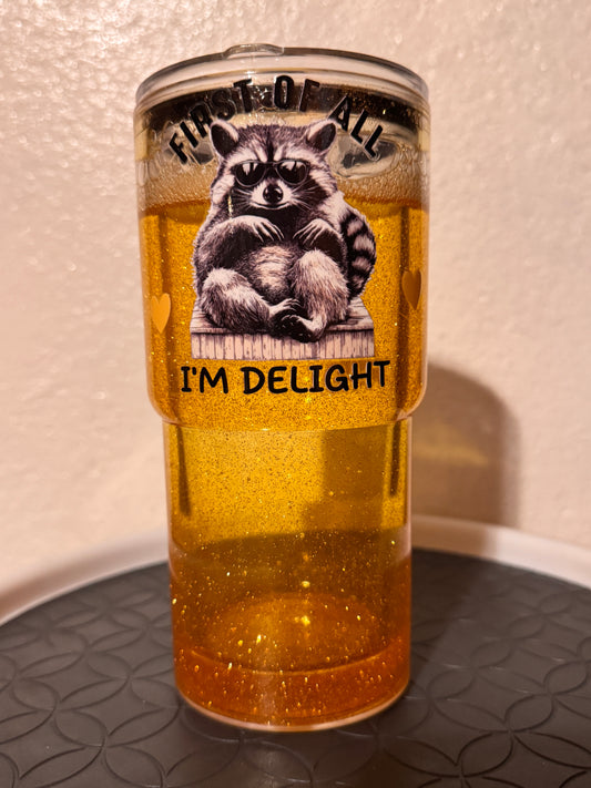 Sassy Raccoon Shaker Snow Globe Tumbler -18oz Silver Glitter