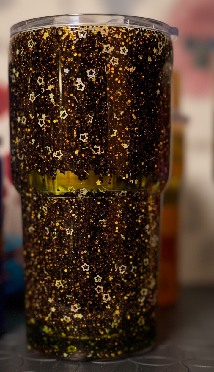Midnight Mirage Snow Globe Tumbler – 18oz Glitter Cup